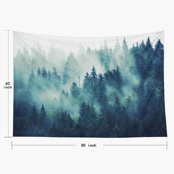 Foggy Forest Tree Peaceful Landscape Tapestry - Picture 3 of 5